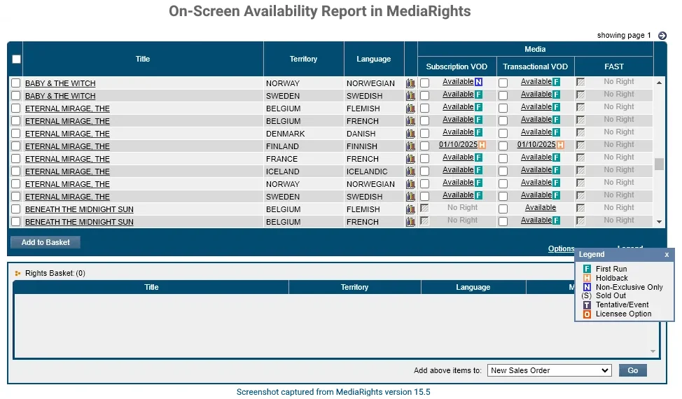 On-Screen Availability Report in MediaRights